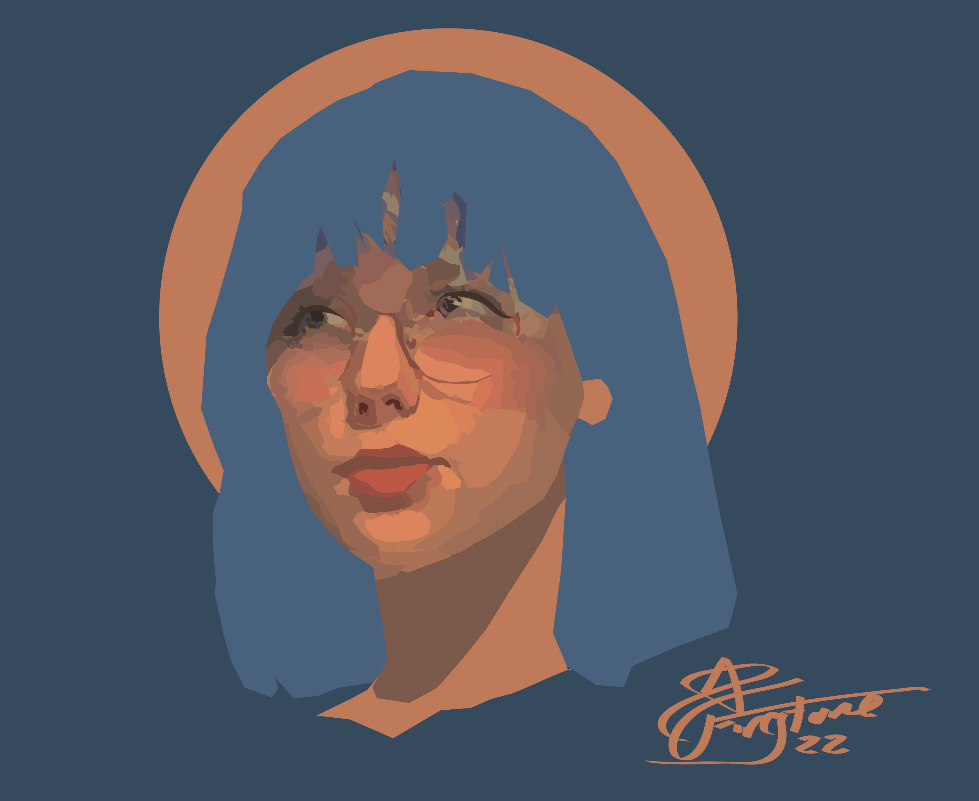 blocks of color creating a portrait of a girl